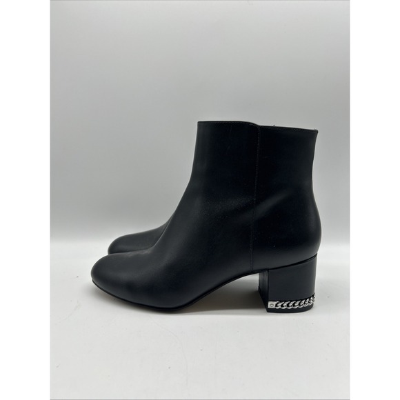 MICHAEL KORS Womens Leather Zip Sabrina Chain Heeled Ankle Boots Bootie 5.5 - Picture 1 of 13